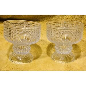 Adolf Matura Perlicka (Pearl) Czech Glass Vintage 1977 Set of 2 Dessert Glasses